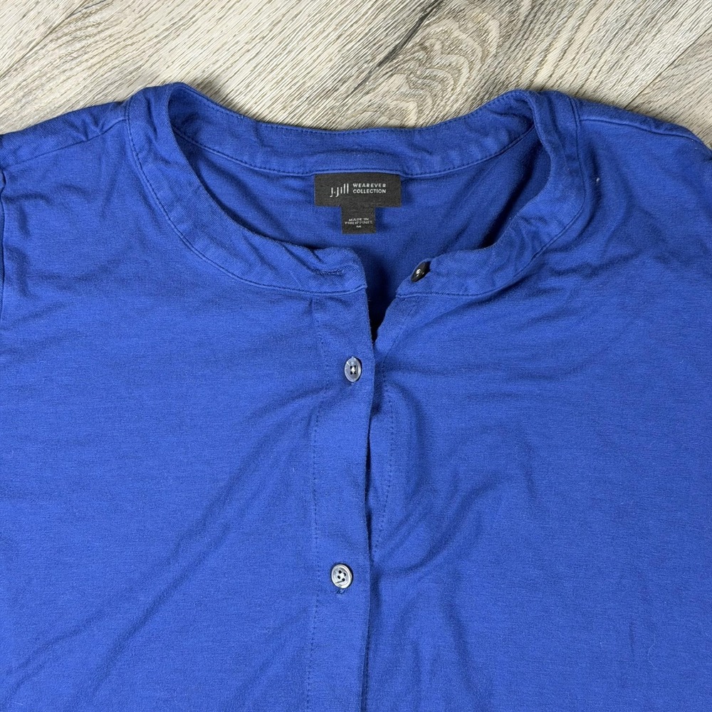 J. Jill Shirt Womens Medium Blue Wearever Button Front Tunic Minimalist